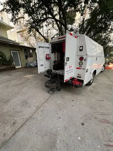 Magnet Plumbing service vehicle on-site for Sewer Line Repair in Harrietstown